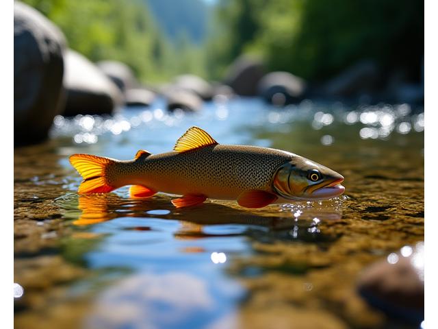 Bachforelle in einem klaren Alpenbach schwimmend