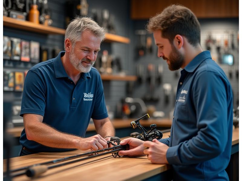 Angler erhält individuelle Fachberatung im Helvetia Angler Shop