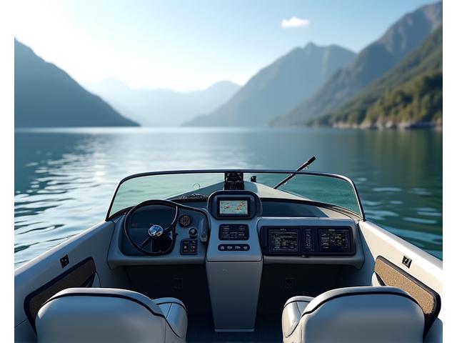 Hochmodernes Angelboot mit Echolot, GPS und Angelrutenhaltern auf dem Vierwaldstättersee