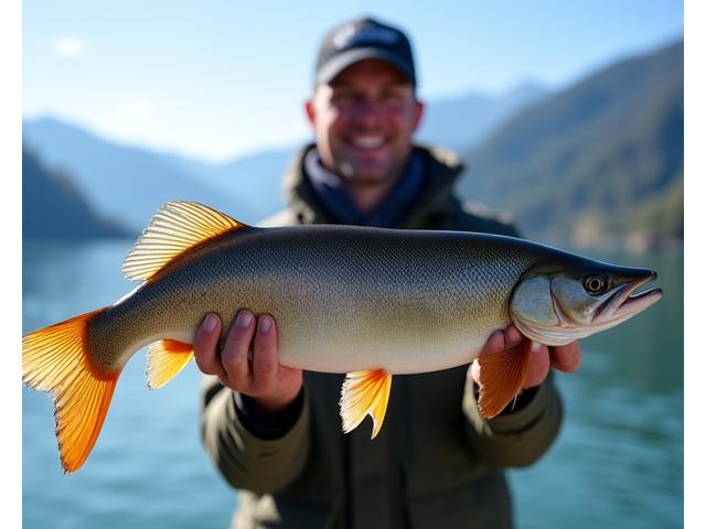 Angler hält stolz einen 105cm Hecht in die Kamera am Vierwaldstättersee