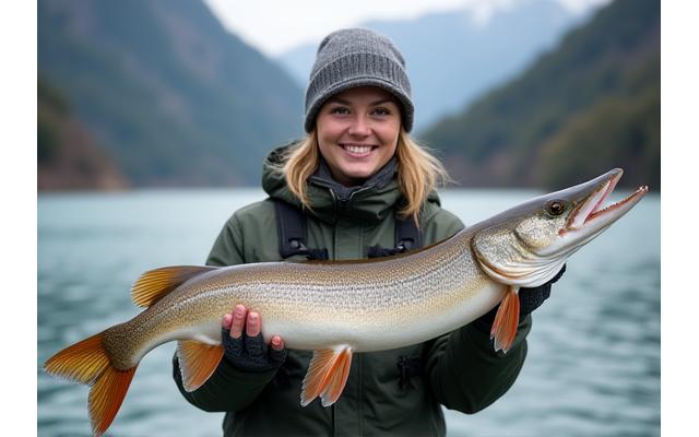 Sarah Huber mit großem Hecht aus Bündner See
