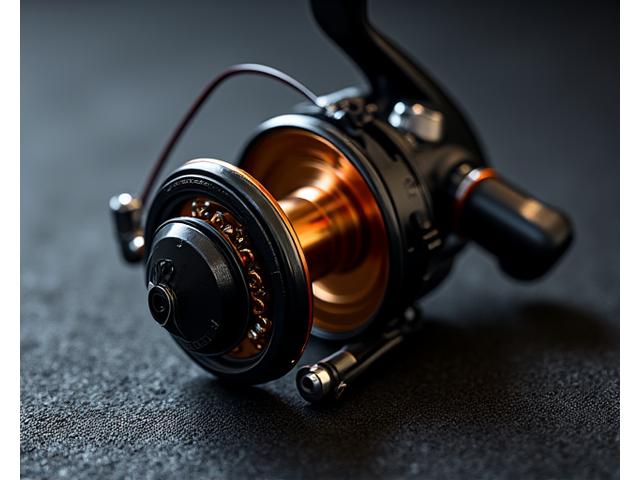 Wartung und Reparatur einer Baitcaster-Rolle, Fokus auf Präzision und Funktion.