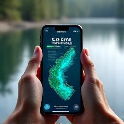 Smartphone mit KI-gestützter Fischvorhersage-App
